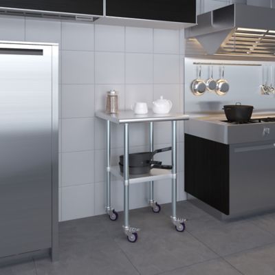 Image showing  24 x 24in. Metal Table with Wheels