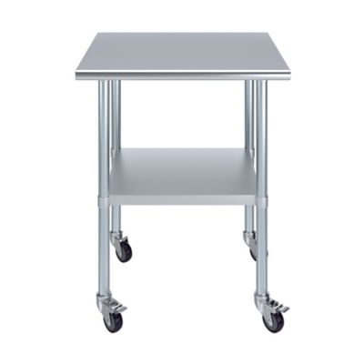 Image showing  24 x 30in. Metal Table with Wheels