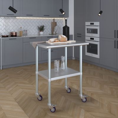 Image showing  24 x 30in. Metal Table with Wheels