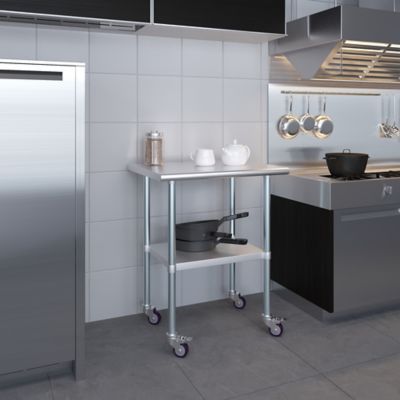 Image showing  24 x 30in. Metal Table with Wheels
