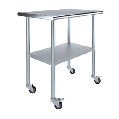 AmGood 24 x 36in. Metal Table with Wheels