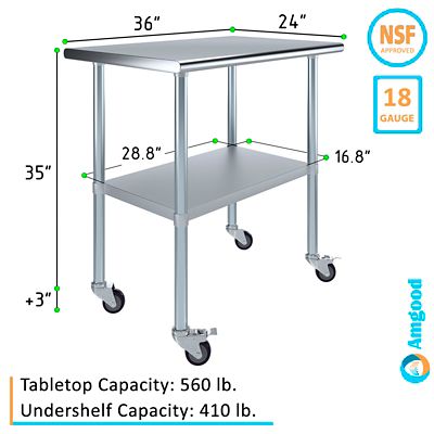Image showing  24 x 36in. Metal Table with Wheels