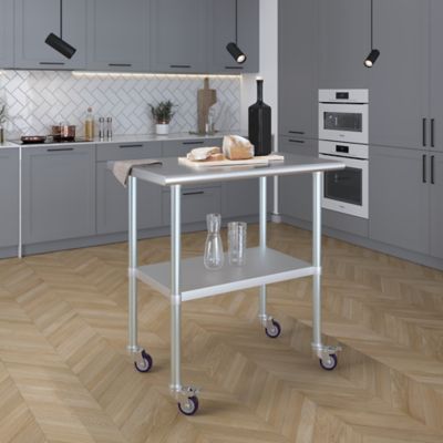 Image showing  24 x 36in. Metal Table with Wheels
