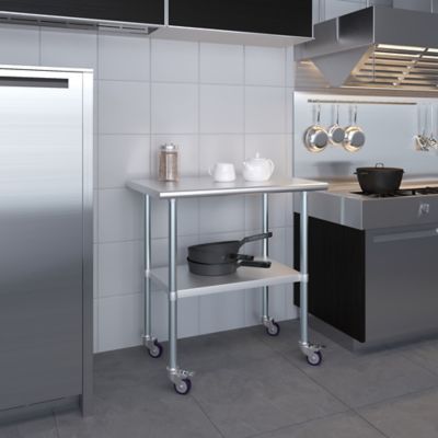 Image showing  24 x 36in. Metal Table with Wheels