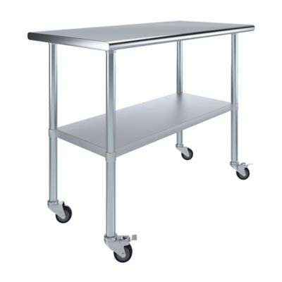 AmGood 24 x 48in. Metal Table with Wheels