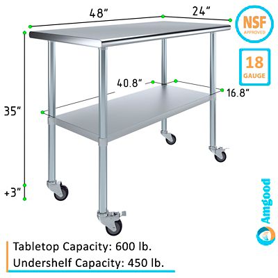 Image showing  24 x 48in. Metal Table with Wheels