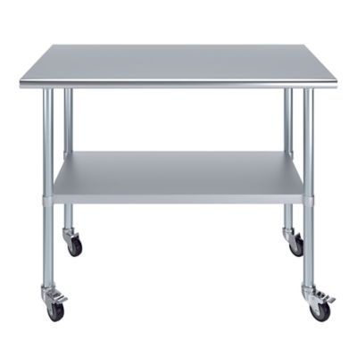 Image showing  24 x 60in. Metal Table with Wheels