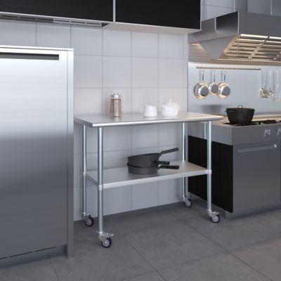 Image showing  24 x 60in. Metal Table with Wheels