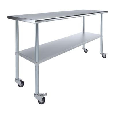 AmGood 24 x 72in. Metal Table with Wheels