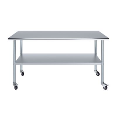 Image showing 1 th AmGood 24 x 72in. Metal Table with Wheels