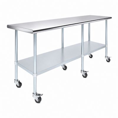 AmGood 24 x 84in. Metal Table with Wheels