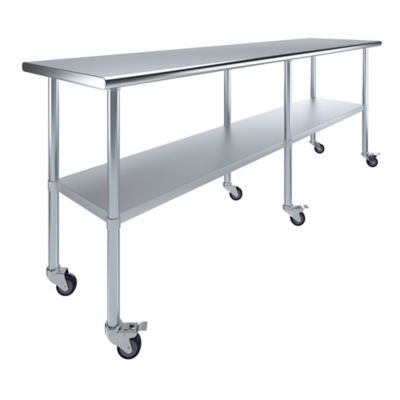AmGood 24 x 96in. Metal Table with Wheels