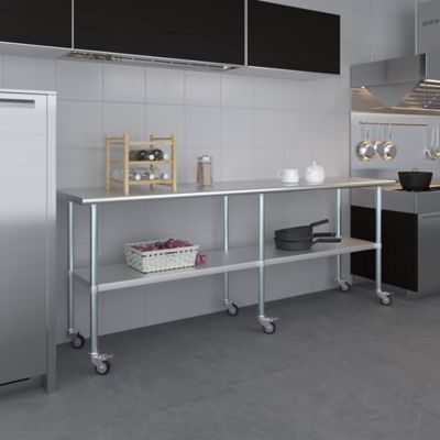 Image showing  24 x 96in. Metal Table with Wheels