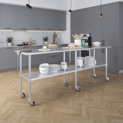 Image showing  24 x 96in. Metal Table with Wheels