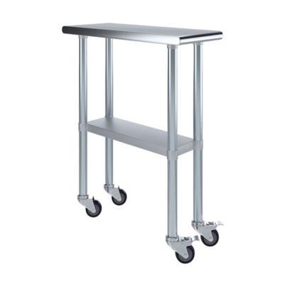 Image showing  30 x 12in. Metal Table with Wheels