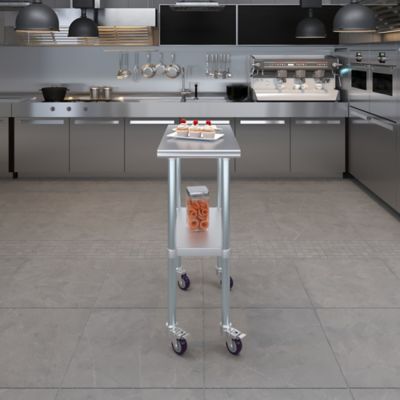 Image showing  30 x 15in. Metal Table with Wheels