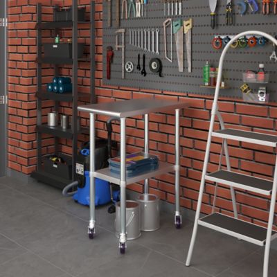 Image showing  30 x 18in. Metal Table with Wheels