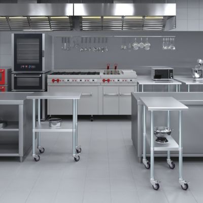 Image showing  30 x 18in. Metal Table with Wheels