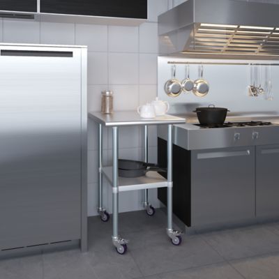 Image showing  30 x 24in. Metal Table with Wheels