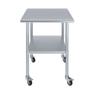 AmGood 30 in. x 30 in. Metal Table with Wheels