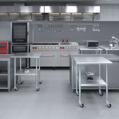 Image showing  30 in. x 30 in. Metal Table with Wheels