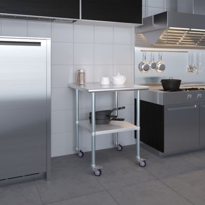 Image showing  30 in. x 30 in. Metal Table with Wheels