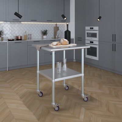 Image showing  30 in. x 30 in. Metal Table with Wheels