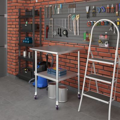 Image showing  30 in. x 30 in. Metal Table with Wheels