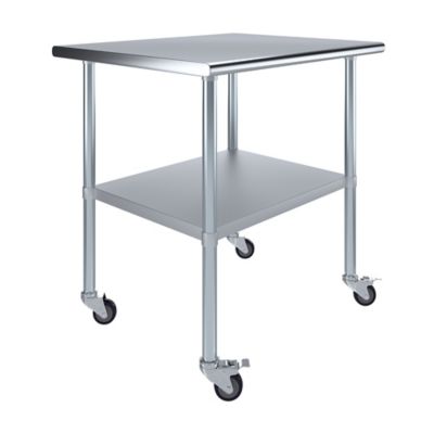 AmGood 30 x 36in. Metal Table with Wheels