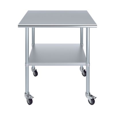 Image showing 1 th AmGood 30 x 36in. Metal Table with Wheels