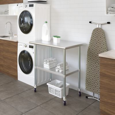 Image showing 6 th AmGood 30 x 36in. Metal Table with Wheels