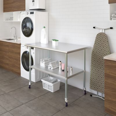 Image showing 5 th AmGood 30 x 48in. Metal Table with Wheels