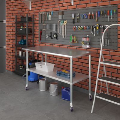 Image showing  30 x 60in. Metal Table with Wheels