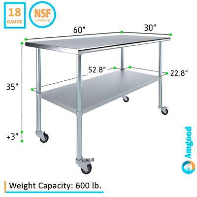Image showing  30 x 60in. Metal Table with Wheels