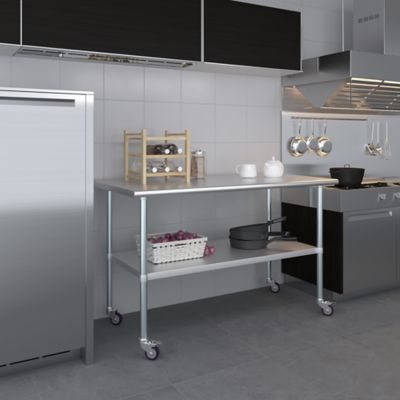 Image showing  30 x 60in. Metal Table with Wheels