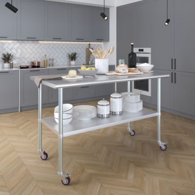 Image showing  30 x 60in. Metal Table with Wheels