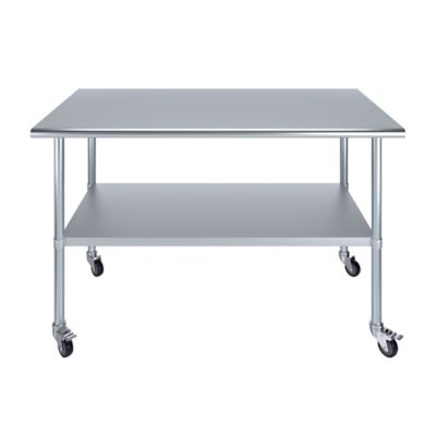 Image showing 7 th AmGood 30 x 60in. Metal Table with Wheels