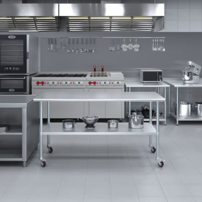 Image showing 1 th AmGood 30 x 72in. Metal Table with Wheels