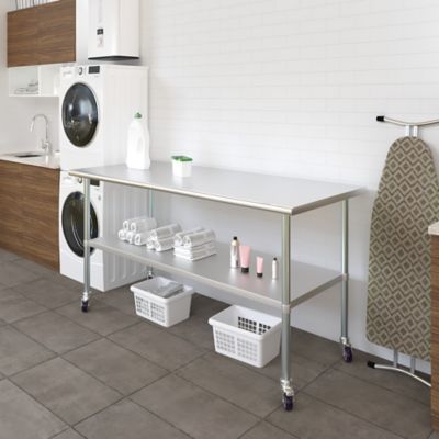 Image showing 5 th AmGood 30 x 72in. Metal Table with Wheels