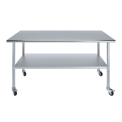 Image showing 7 th AmGood 30 x 72in. Metal Table with Wheels