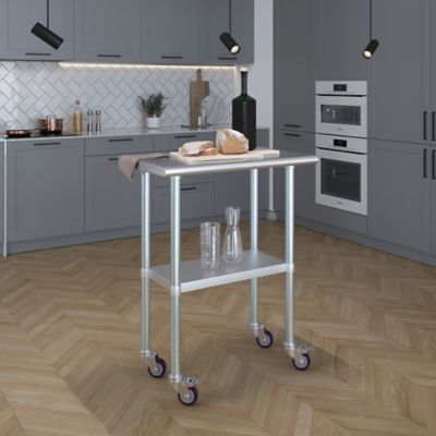Image showing  18 x 30in. Metal Table with Wheels