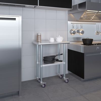 Image showing  18 x 30in. Metal Table with Wheels