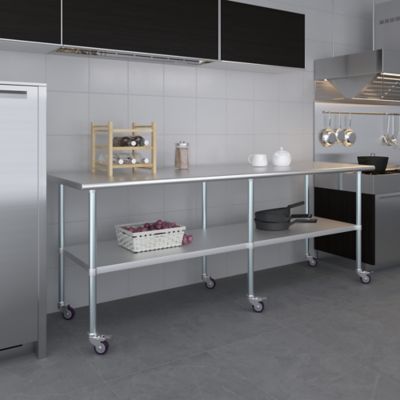 AmGood 30 x 96in. Metal Table with Wheels