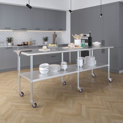 Image showing 1 th AmGood 30 x 96in. Metal Table with Wheels