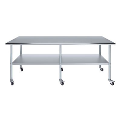 Image showing 4 th AmGood 30 x 96in. Metal Table with Wheels