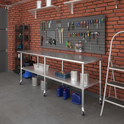 Image showing 7 th AmGood 30 x 96in. Metal Table with Wheels