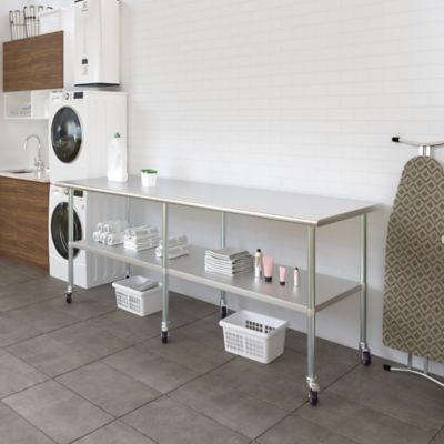 Image showing 8 th AmGood 30 x 96in. Metal Table with Wheels