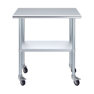 Image showing  18 x 36in. Metal Table with Wheels