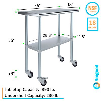 Image showing  18 x 36in. Metal Table with Wheels
