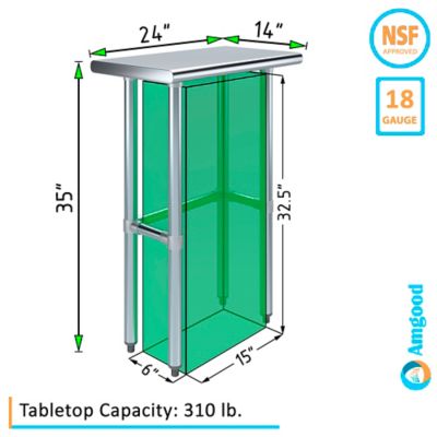 Image showing  14 in. x 24 in. Metal Table with Open Base
